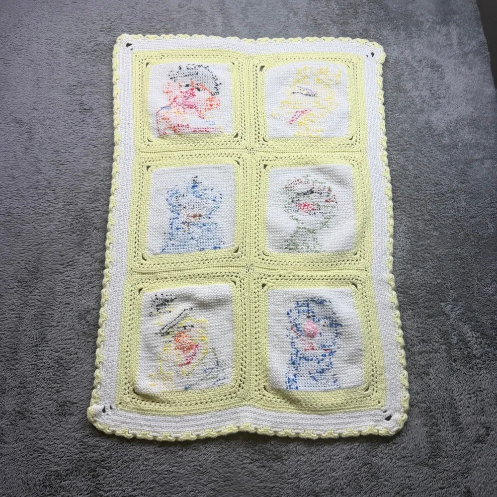 Vintage Handmade Sesame Street Crochet Baby Blanket